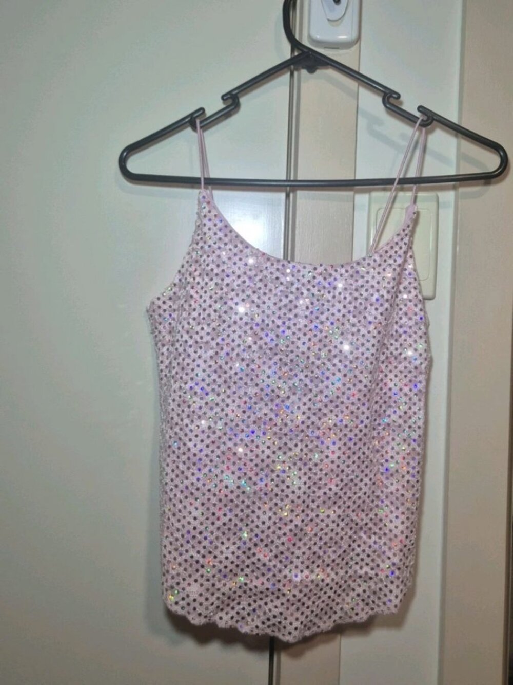 Pink Sparkly Lace Up Cami Top Party Festival Y2K Style